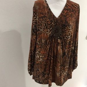 Rafaella Tops - 5/$25 Rafaella Leopard Print Blouse w Beading 2X Rafaella Tops - 5/$25 Rafaella Leopard Print Blouse w Beading 2X